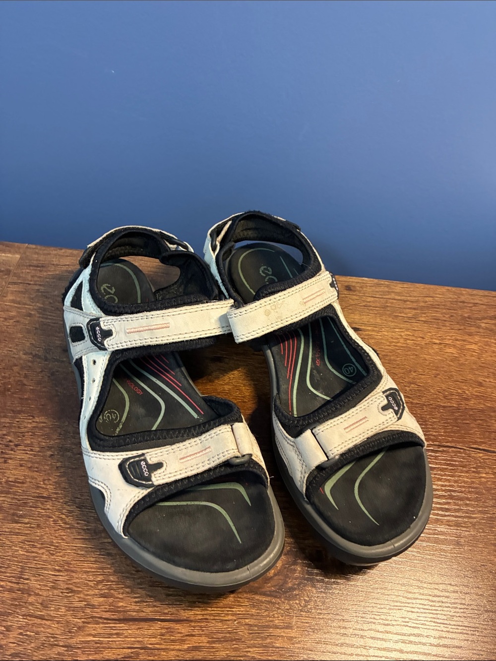Ecco White and Black Active Sandals